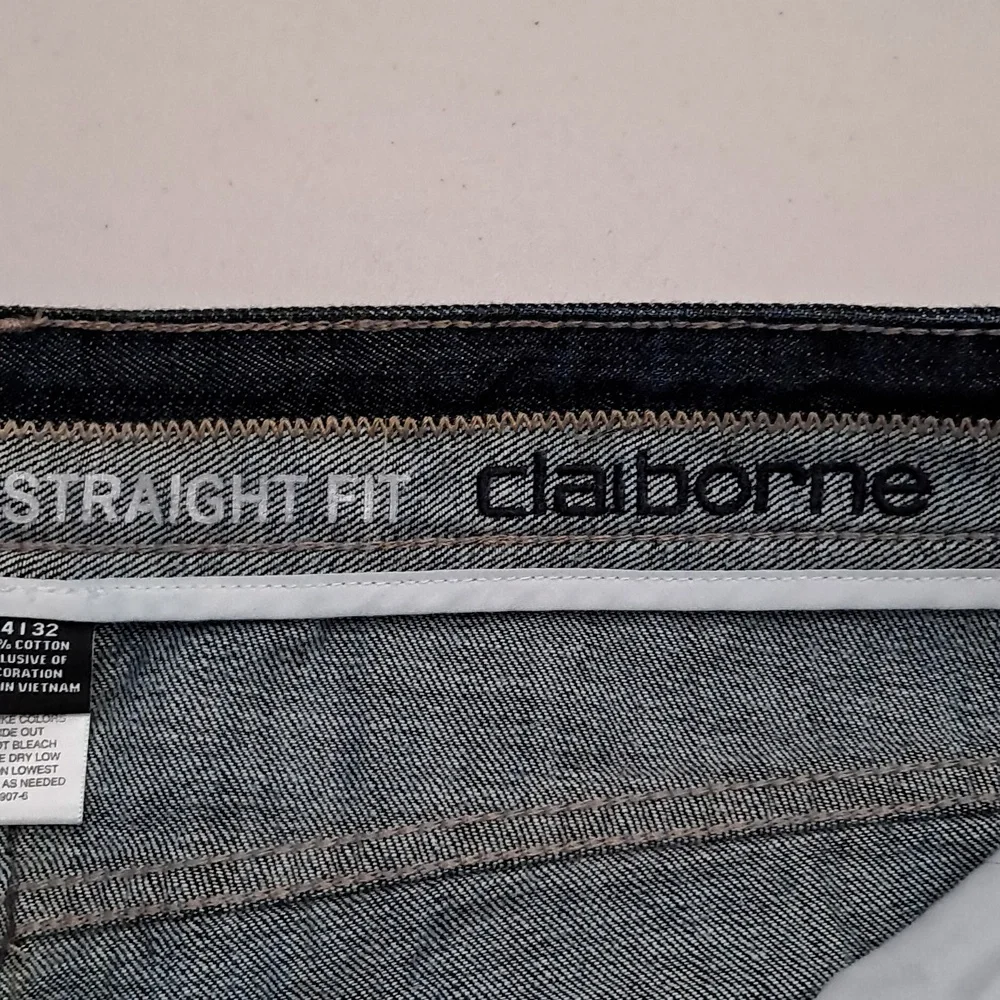 Claiborne Men's Size 34W 32L Dark Blue Straight Fit Jeans